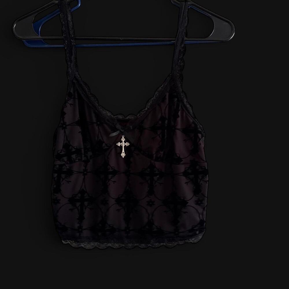 Black lace cami top with